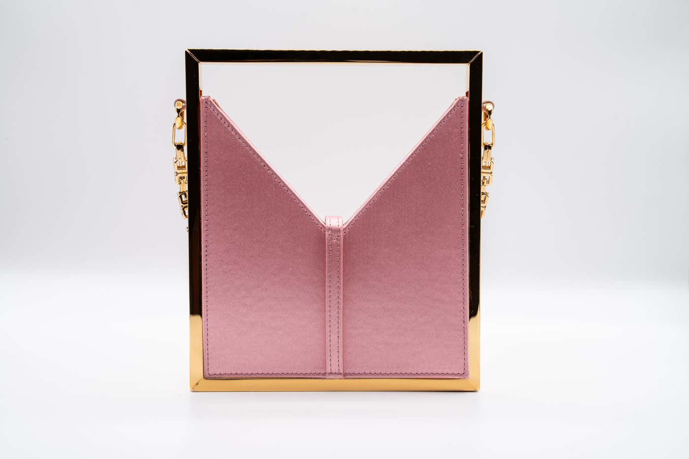 Givenchy Pink Satin Gold Frame Chain Micro Cut Out Bag – Basha Gold