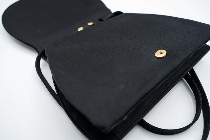 Paloma Picasso Balck Satin Colorful Silk Cabachon Bag