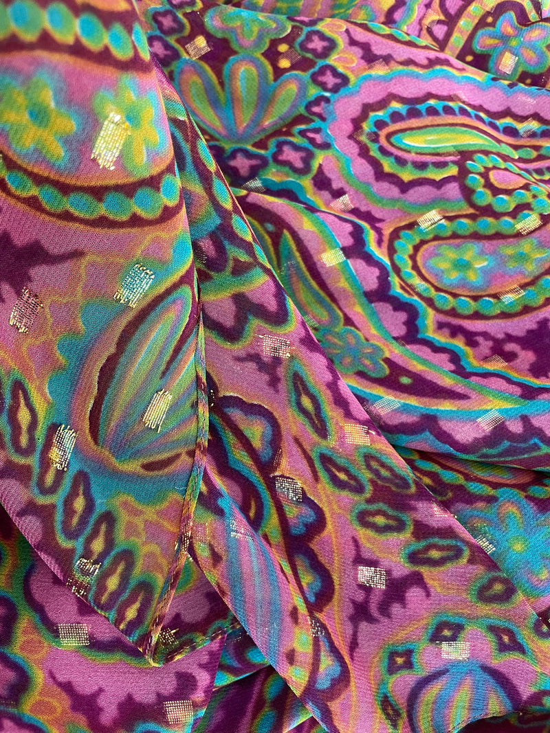Oscar de La Renta Paisley Print Palazzo Jumpsuit, 1970s