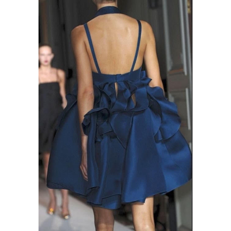 Yves Saint Laurent Blue Silk Organza Spring 2012 Runway Dress Basha Gold Yves Saint Laurent Blue Silk Organza Spring 2012 Runway Dress Basha Gold