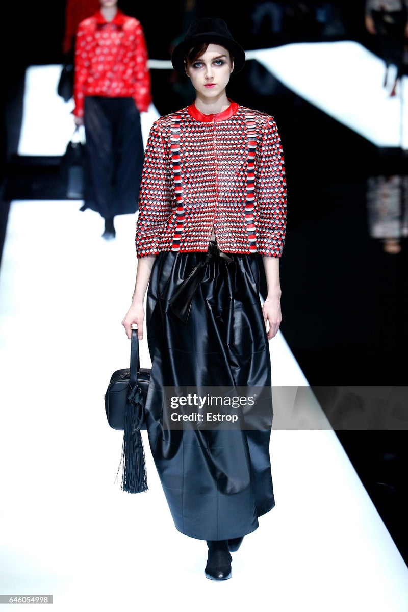 Giorgio Armani Red Leather Jacket & Belt Fall 2017