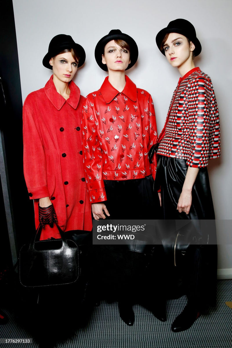 Giorgio Armani Red Leather Jacket & Belt Fall 2017