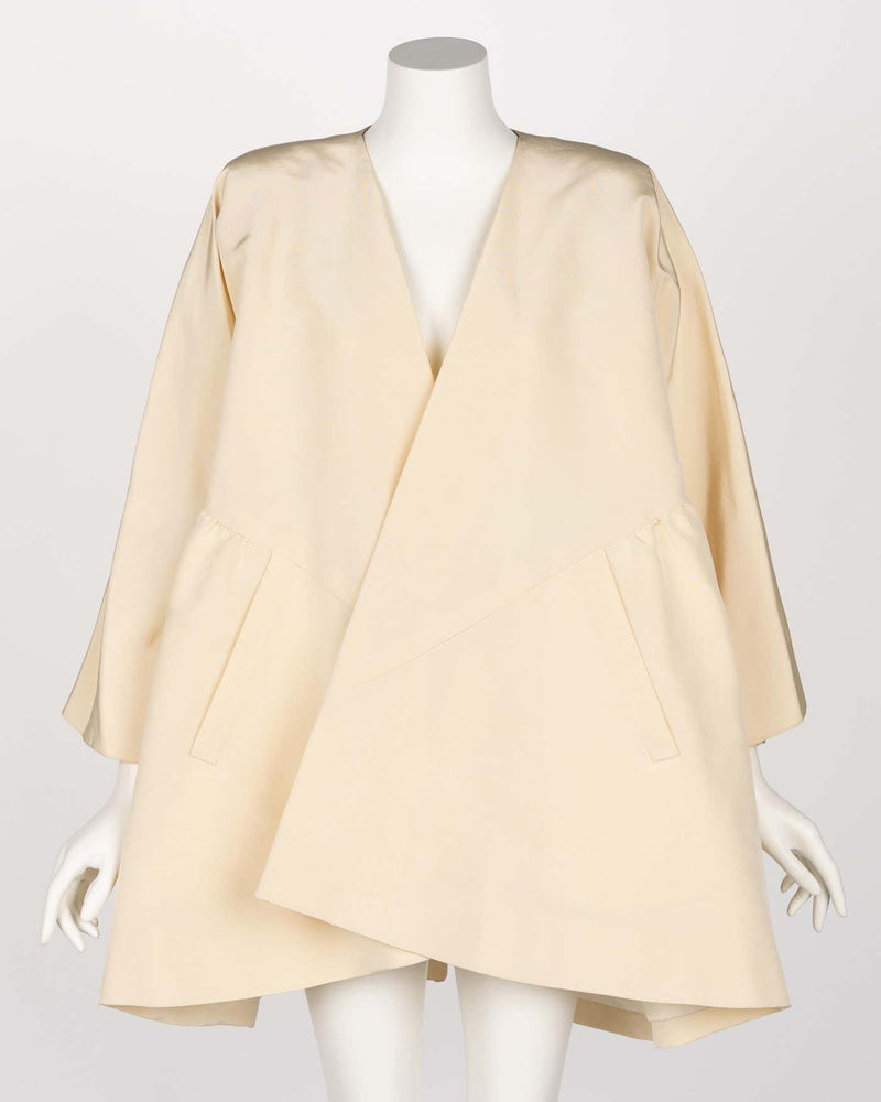 Vintage Givenchy Couture Crème Silk Jacket Coat, 1990s