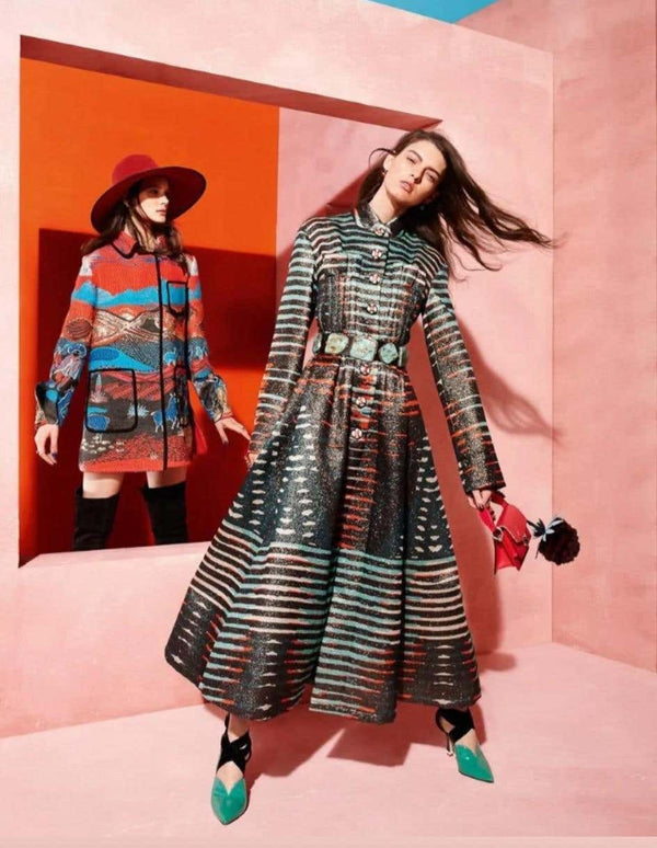 Giorgio Armani Pre-Fall 2017 Silk Wool Striped Coat with Tags