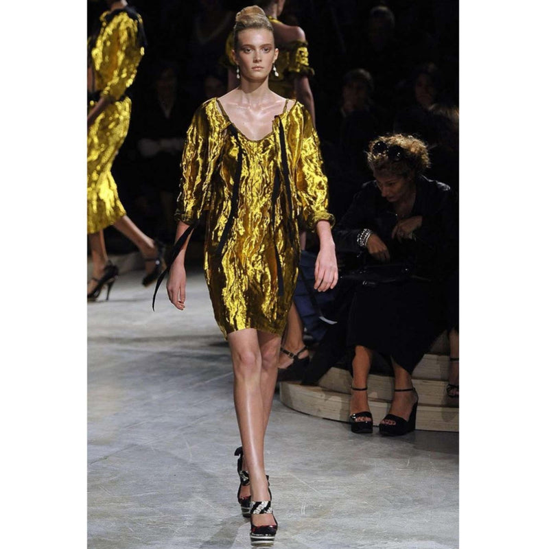 Prada Gold Metal Jacket Top & Skirt Set Spring 2009