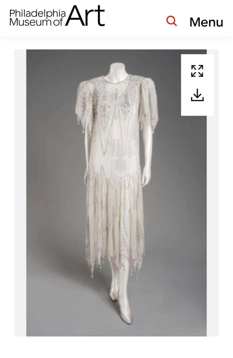 Zandra Rhodes Light Blue Hand Printed Sheer Silk Pearl Beaded Dress Museum Piece