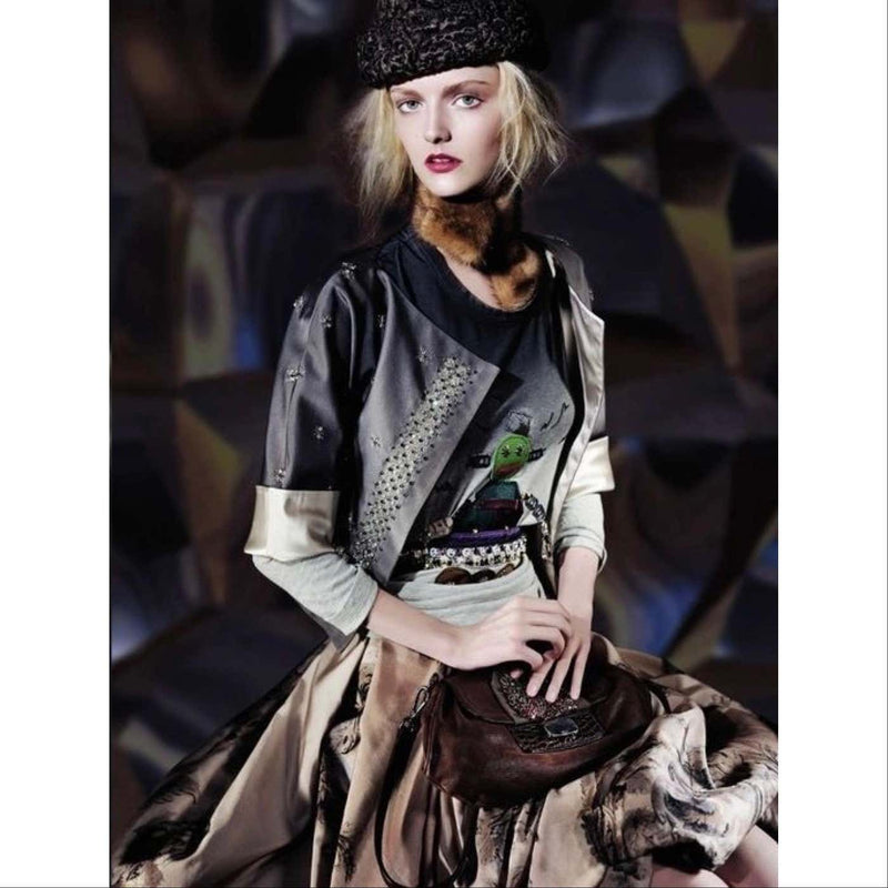 Prada F/W 2004 Green Silk Crystal Embellished Cropped Jacket Limited Edition