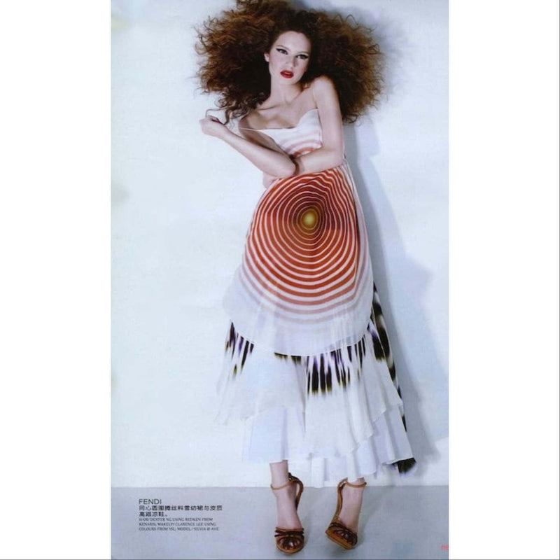 Fendi Karl Lagerfeld Spring 2008 Radiating Circles Silk Chiffon Dress NWT