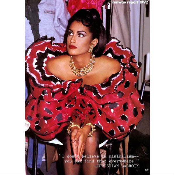 Christian Lacroix Pink Print Silk Ruffle Dress S/S 1992