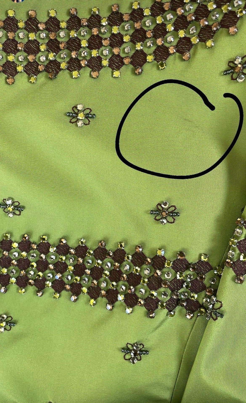 Prada F/W 2004 Green Silk Crystal Embellished Cropped Jacket Limited Edition