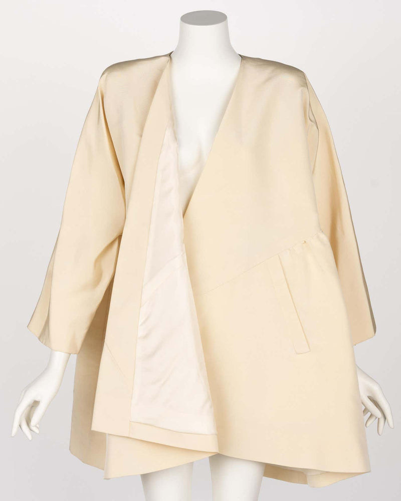 Vintage Givenchy Couture Crème Silk Jacket Coat, 1990s