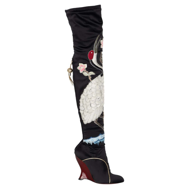 Yves Saint Laurent Tom Ford F/W 2004 Silk Embroidered Boots YSL