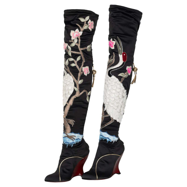 Yves Saint Laurent Tom Ford F/W 2004 Silk Embroidered Boots YSL