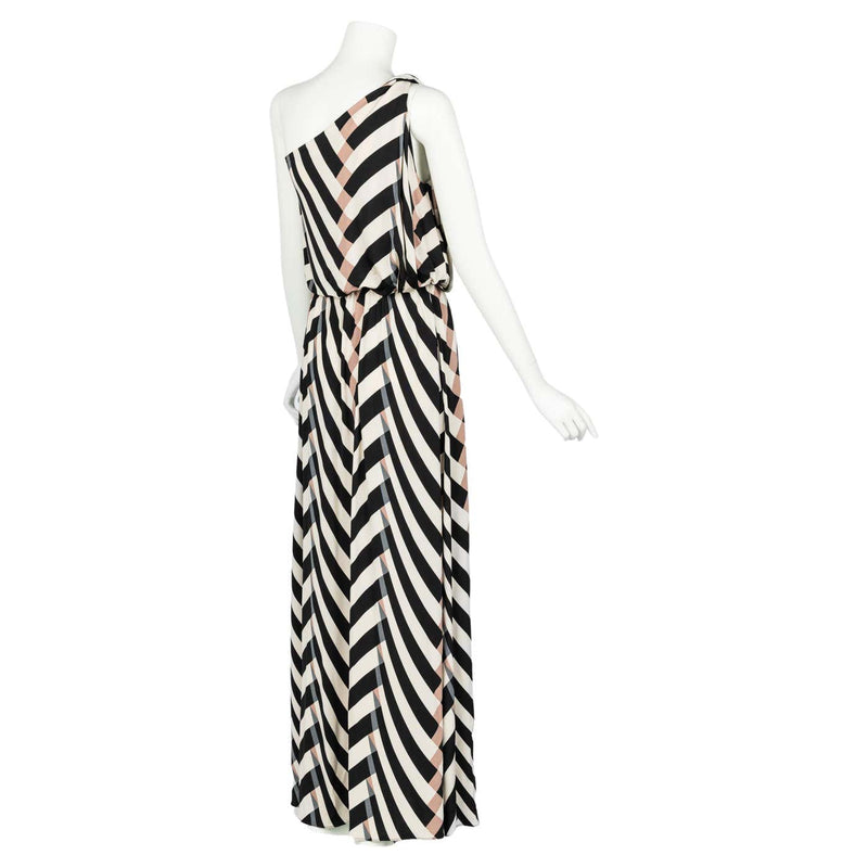 Lanvin Alber Elbaz Spring 2015 One Shoulder Chevron Striped Jersey Dress