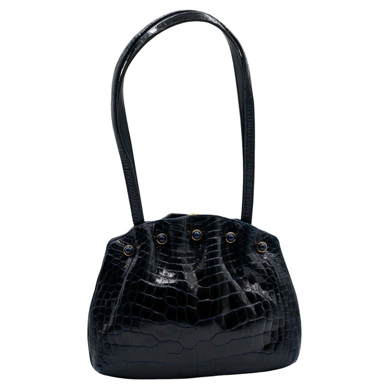Vintage Judith Leiber Midnight Blue Alligator & Lapis Lazuli Bag