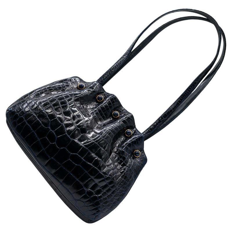 Vintage Judith Leiber Midnight Blue Alligator & Lapis Lazuli Bag