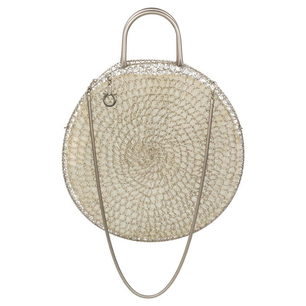 Salvatore Ferragamo Silver Wire Crochet Round Bag, 1990s