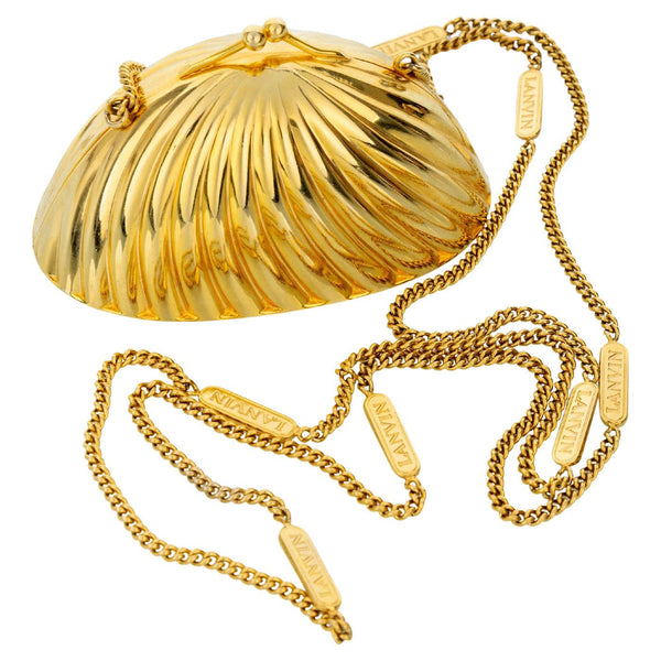 Vintage Lanvin Gold Shell Minaudière Bag