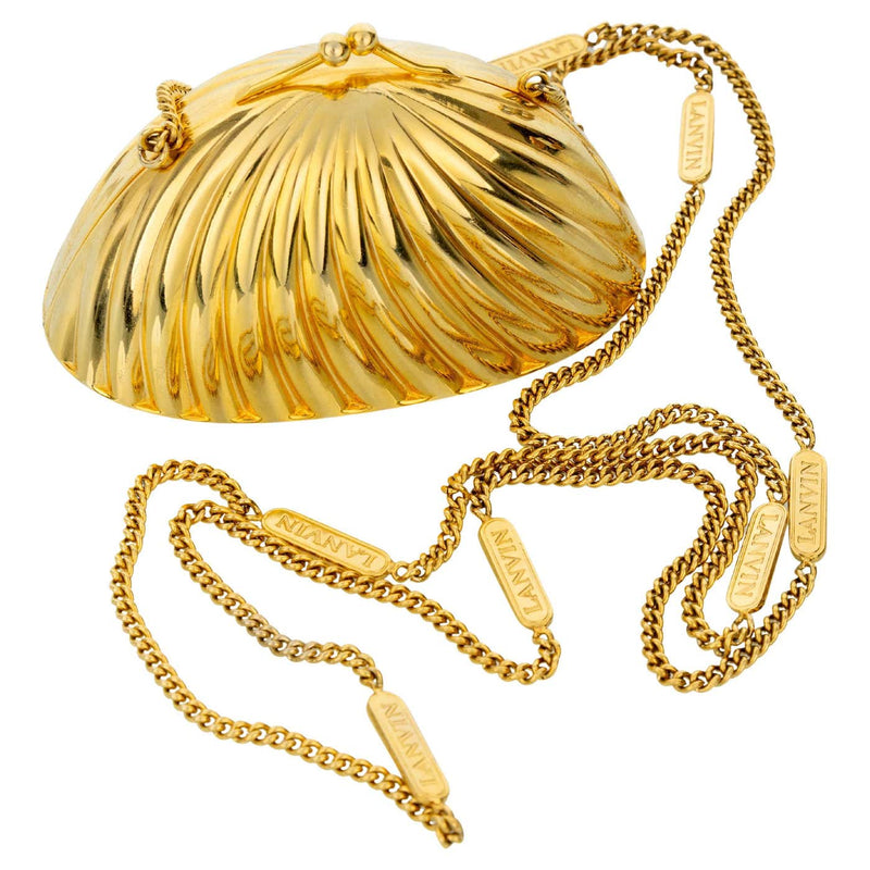 Vintage Lanvin Gold Shell Minaudière Bag
