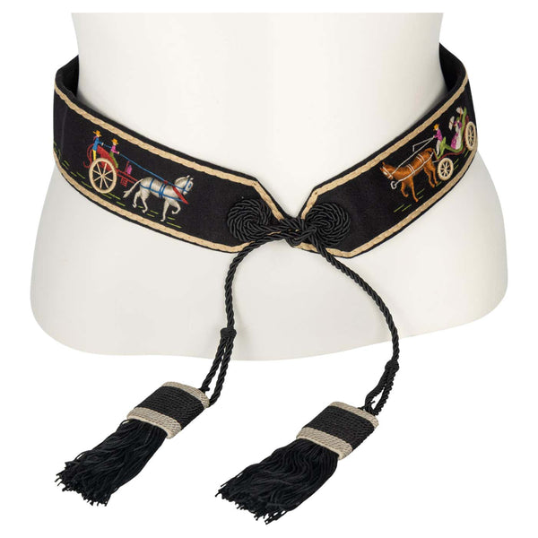 Vintage Hermès Embroidered Wool Felt Tassel Belt — Museum Piece, c. 1940s