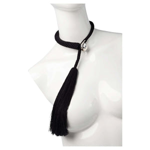 Elsa Peretti 1981 Tiffany & Co Black Silk Tassel & Silver Necklace