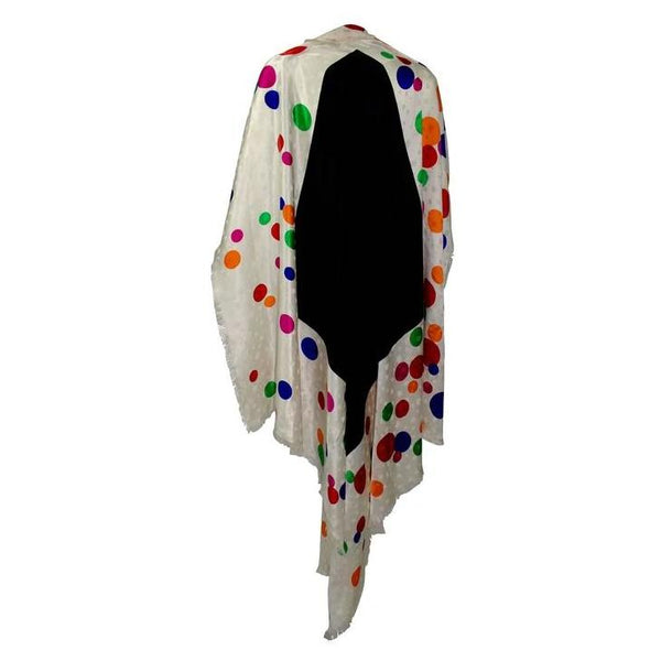 Magnificent Vintage Saint Laurent Silk Color Dot Print Shawl / Scarf YSL