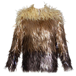Chloé Stella McCartney Metallic Ombré Plastic Vegan Feather Coat Runway F/W 2000