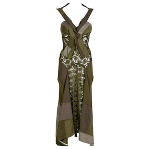 Junya Watanabe Comme des Garçons Green Sleeveless Lace Patch-Work Dress, 2006