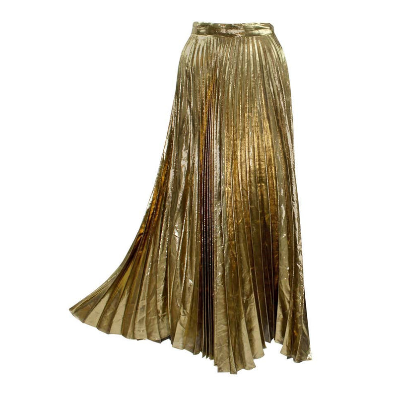 Vintage Halston metallic Gold Accordion Pleat Skirt