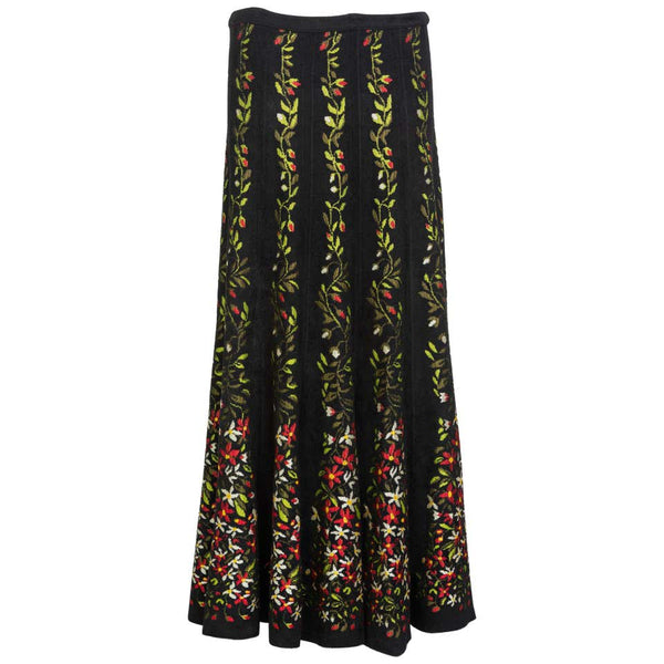 Vintage Azzedine Alaïa Balck Floral Chenille Maxi Skirt Documented Fall 2000