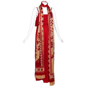 Christian Dior Red Maxi Dress & Shawl Documented 1970s