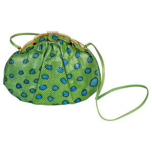 Judith Leiber Green and Blue Reptile Leather Clutch Bag, 1986