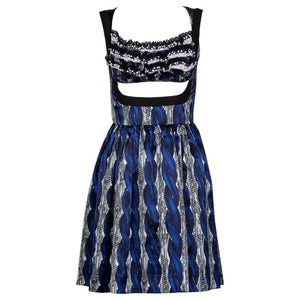 Prada Silk Cable Knit Blue Black Printed Cut Out Dress Runway Fall 2010