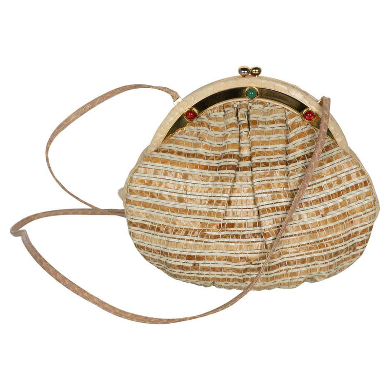 Judith Leiber Limited Edition Woven Snakeskin Clutch Bag