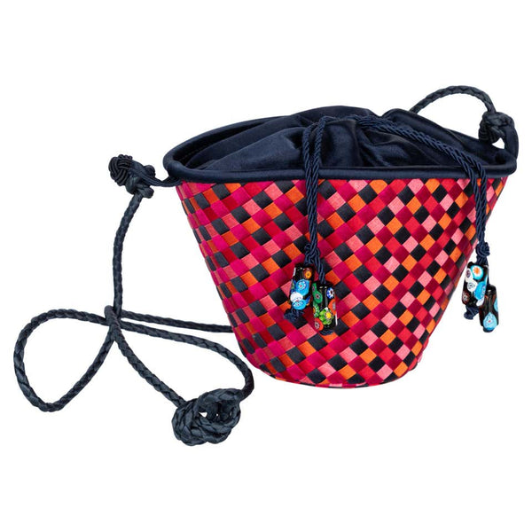 Vintage Bottega Veneta Colorful Silk Woven Bucket Bag