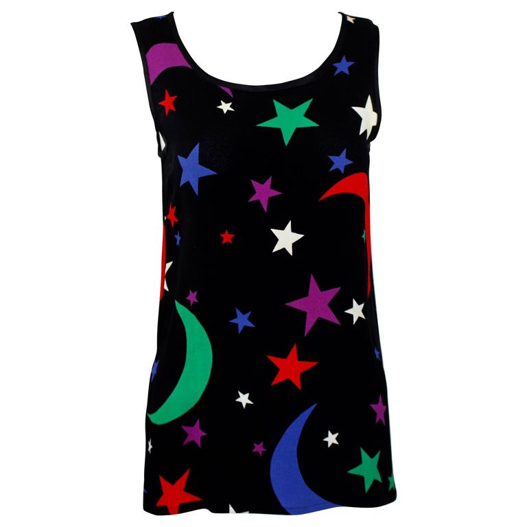1979 YSL Yves Saint Laurent Moon & Stars Sleeveless Top Documented