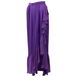 1970s Yves Saint Laurent Purple Silk Ruffle Skirt