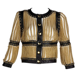 Moschino Archive Gold Chain Leather Jacket JLO Spring 2010