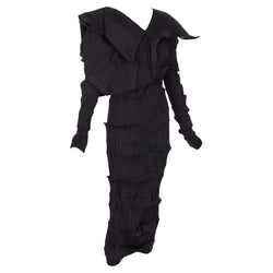 Issey Miyake Black Sculptural Dress "Reverse Pleats" Collection Museum 1989
