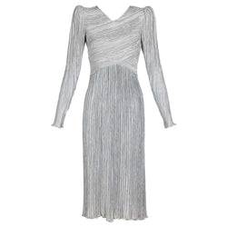 Vintage Mary Mcfadden Silver Gray Pleated Dress