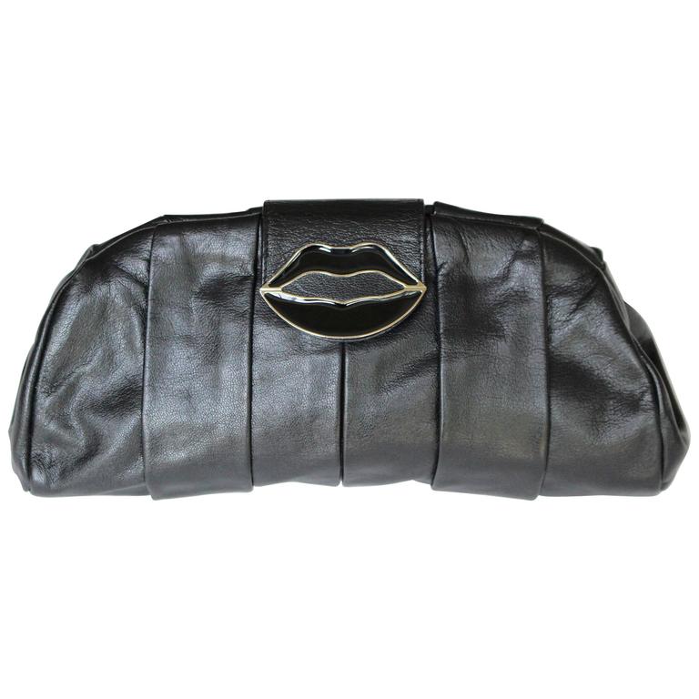 Yves Saint Laurent Black Dali Lips Clutch YSL 2003 Tom Ford Era Collectors