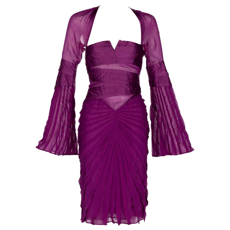 Gucci Tom Ford Purple Silk Dress Runway F/W 2004 Look #27