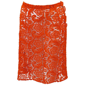 Fall 2008 Prada Orange Guipure Lace Skirt Runway Look #20