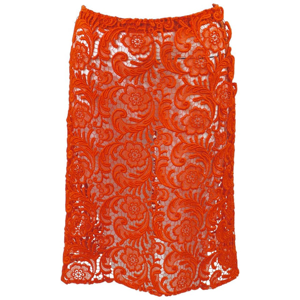 Fall 2008 Prada Orange Guipure Lace Skirt Runway Look #20