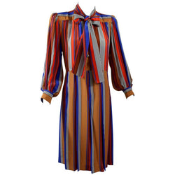 Vintage Yves Saint Laurent Striped Silk Dress