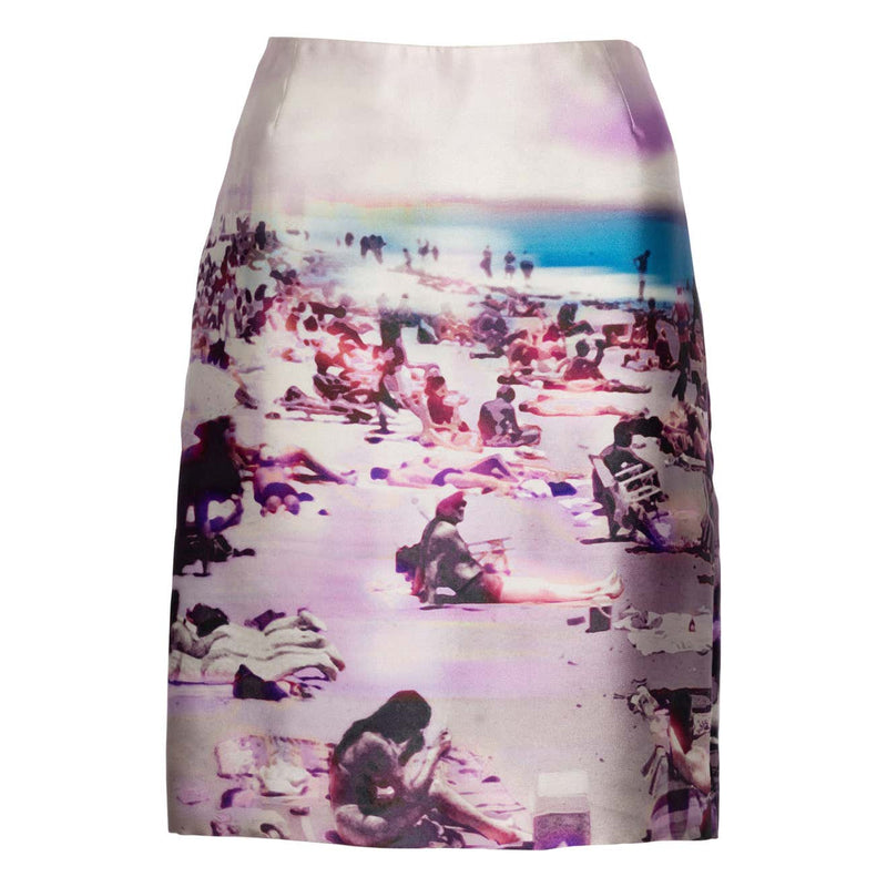 Prada Silk Beach Scene Print Skirt Spring 2010