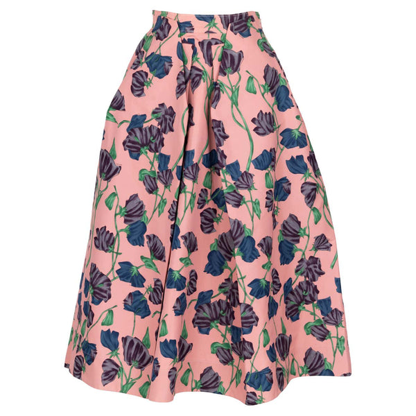 Prada Resort 2008 Pink Floral Silk Full Skirt