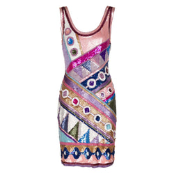 Sensational Vintage Saks Fifth Avenue Sequin Dress 1990s Basha Gold