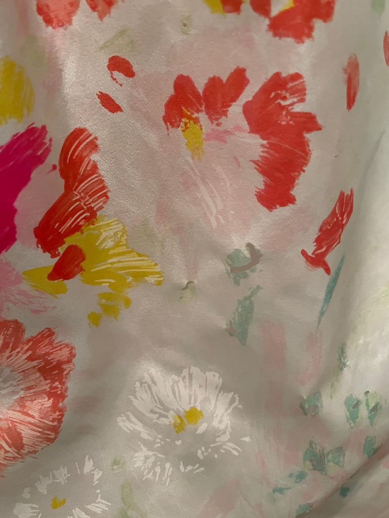 1990s Leonard Paris Multicolor Floral Silk  Maxi Dress Gown