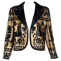 Vintage Valentino Boutique Gold Sequin & Beads Horse Jacket